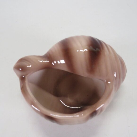 Ceramic Sea Shell Dish - Planter Brown Striped Conch Shell - Picture 1 of 12